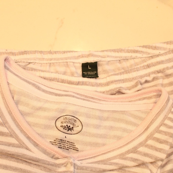 COPY - Laura Ashely Grey and White Stripe Pajamas - Picture 5 of 5